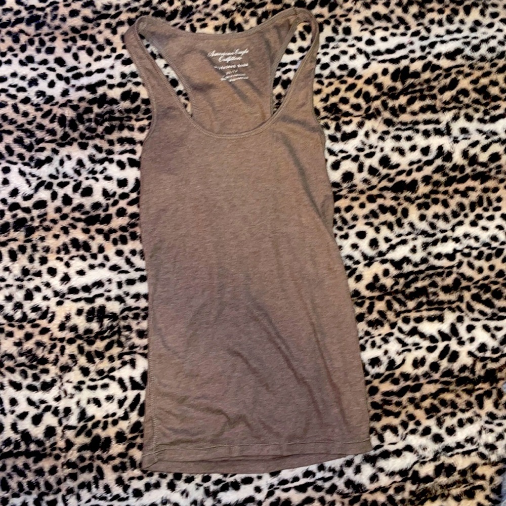 Brown Ribbed Tank Top